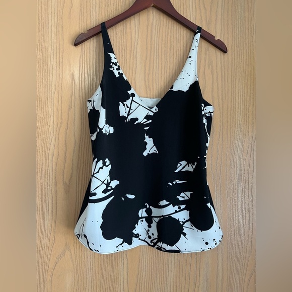 Tibi | SZ 2 | Black White Paint Splatter | Abstract | Sleeveless Tank Camisole - Picture 2 of 9